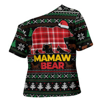 Mamaw Bear Christmas Cross Shoulder Shirt Xmas Holiday Patterns - Wonder Print Shop