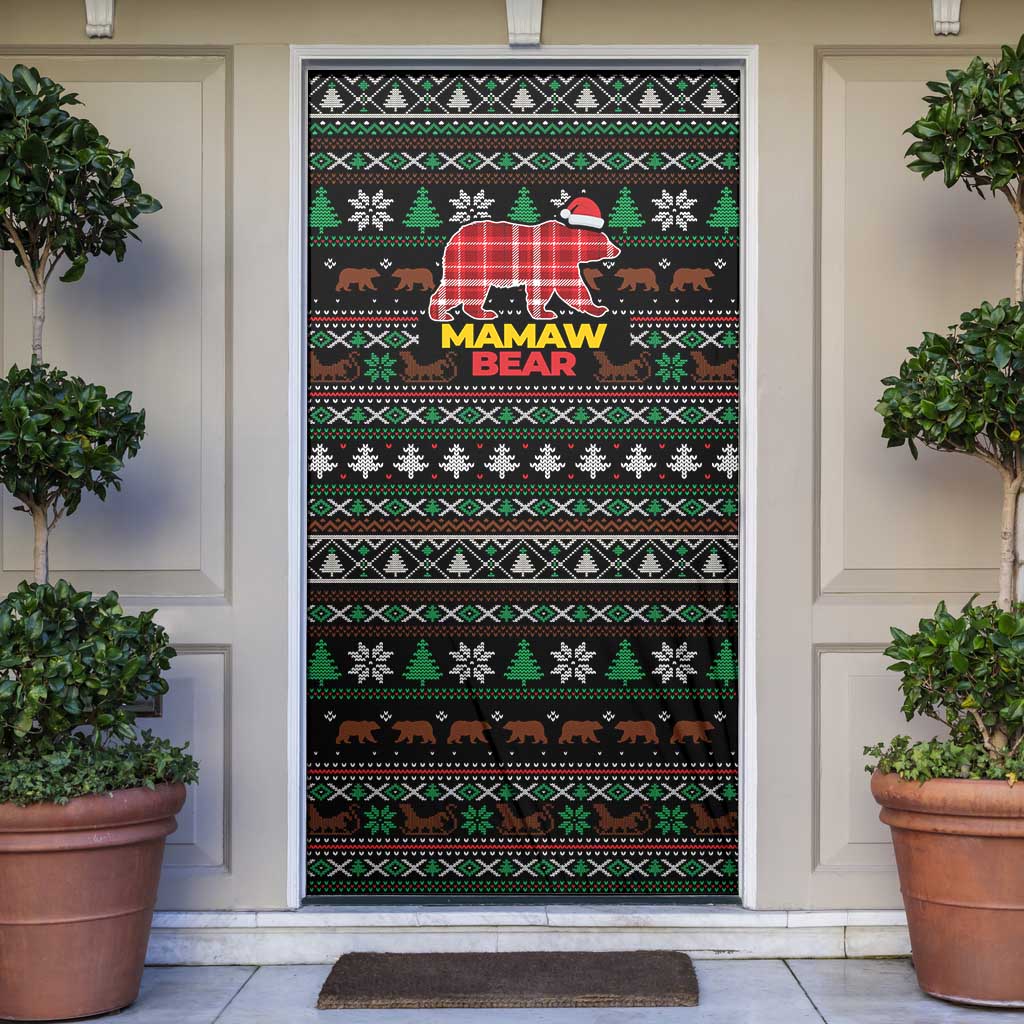 Mamaw Bear Christmas Door Cover Xmas Holiday Patterns - Wonder Print Shop
