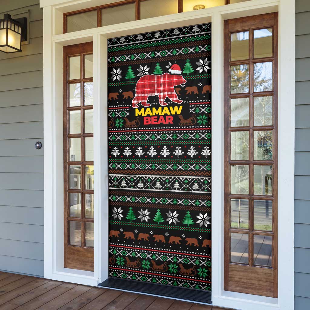 Mamaw Bear Christmas Door Cover Xmas Holiday Patterns - Wonder Print Shop
