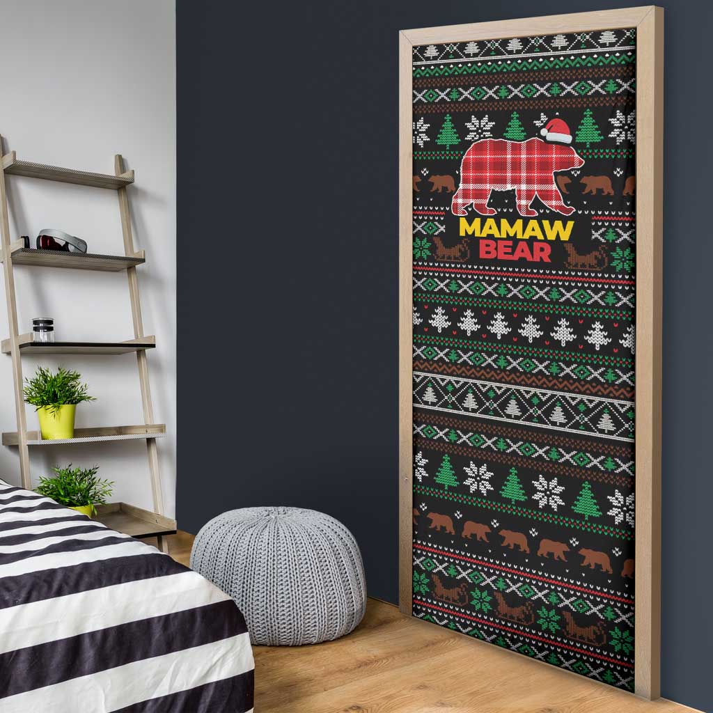 Mamaw Bear Christmas Door Cover Xmas Holiday Patterns - Wonder Print Shop