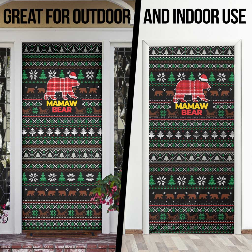 Mamaw Bear Christmas Door Cover Xmas Holiday Patterns - Wonder Print Shop