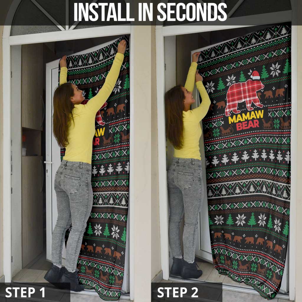 Mamaw Bear Christmas Door Cover Xmas Holiday Patterns - Wonder Print Shop