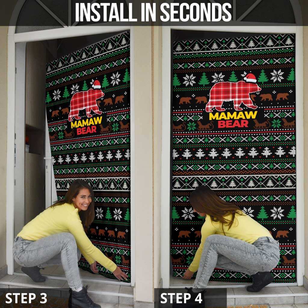 Mamaw Bear Christmas Door Cover Xmas Holiday Patterns - Wonder Print Shop