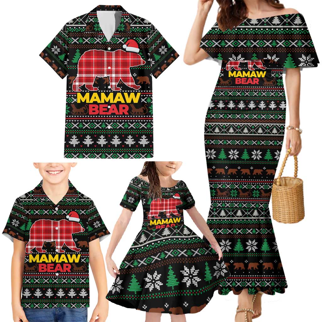 Mamaw Bear Christmas Family Matching Mermaid Dress and Hawaiian Shirt Xmas Holiday Patterns - Wonder Print Shop