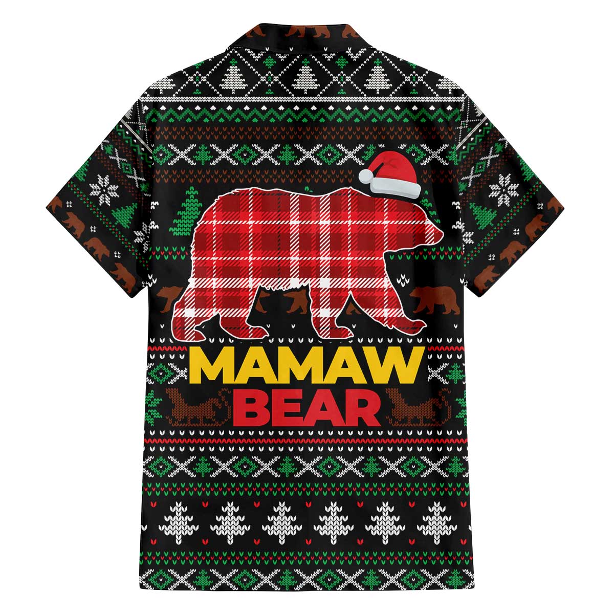 Mamaw Bear Christmas Family Matching Off The Shoulder Long Sleeve Dress and Hawaiian Shirt Xmas Holiday Patterns - Wonder Print Shop