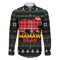 Mamaw Bear Christmas Family Matching Off The Shoulder Long Sleeve Dress and Hawaiian Shirt Xmas Holiday Patterns - Wonder Print Shop