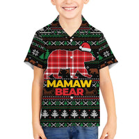 Mamaw Bear Christmas Family Matching Off The Shoulder Long Sleeve Dress and Hawaiian Shirt Xmas Holiday Patterns - Wonder Print Shop