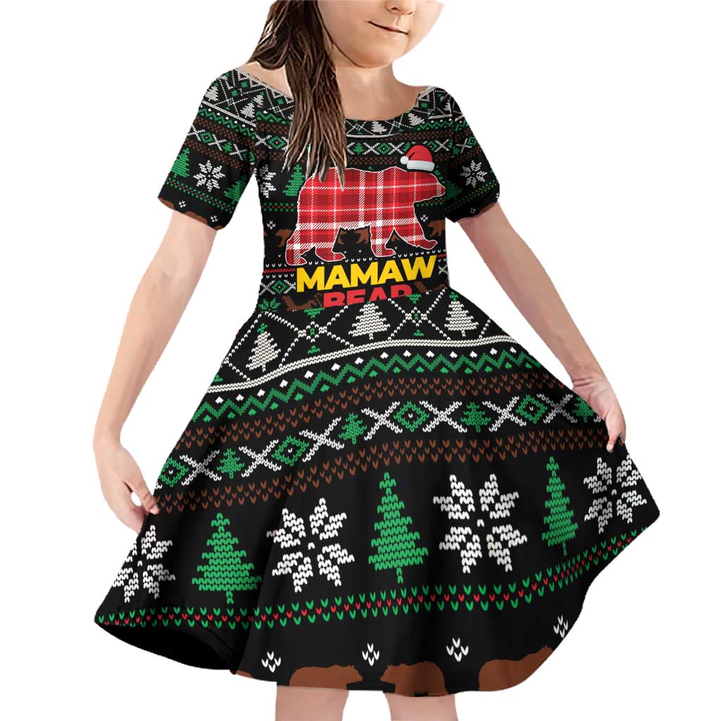 Mamaw Bear Christmas Family Matching Off Shoulder Short Dress and Hawaiian Shirt Xmas Holiday Patterns - Wonder Print Shop