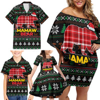 Mamaw Bear Christmas Family Matching Off Shoulder Short Dress and Hawaiian Shirt Xmas Holiday Patterns - Wonder Print Shop