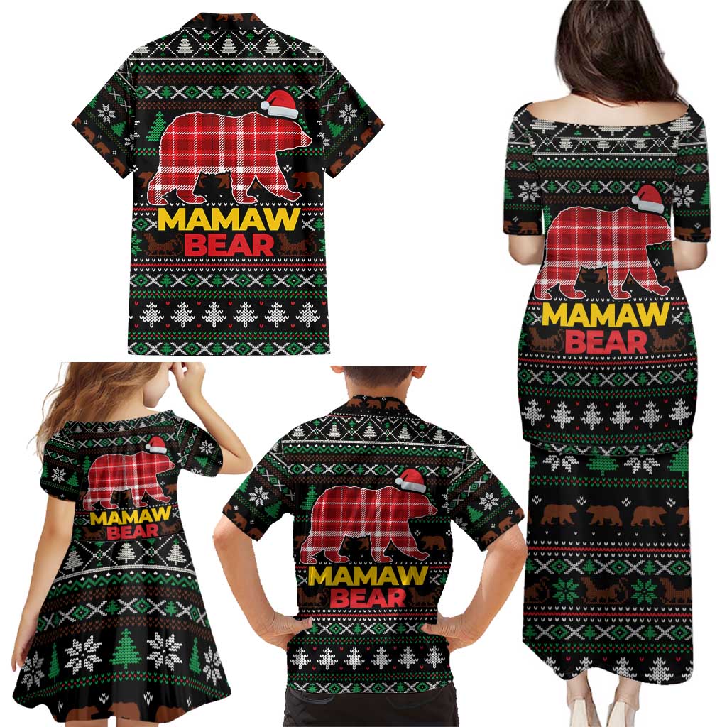 Mamaw Bear Christmas Family Matching Puletasi and Hawaiian Shirt Xmas Holiday Patterns - Wonder Print Shop