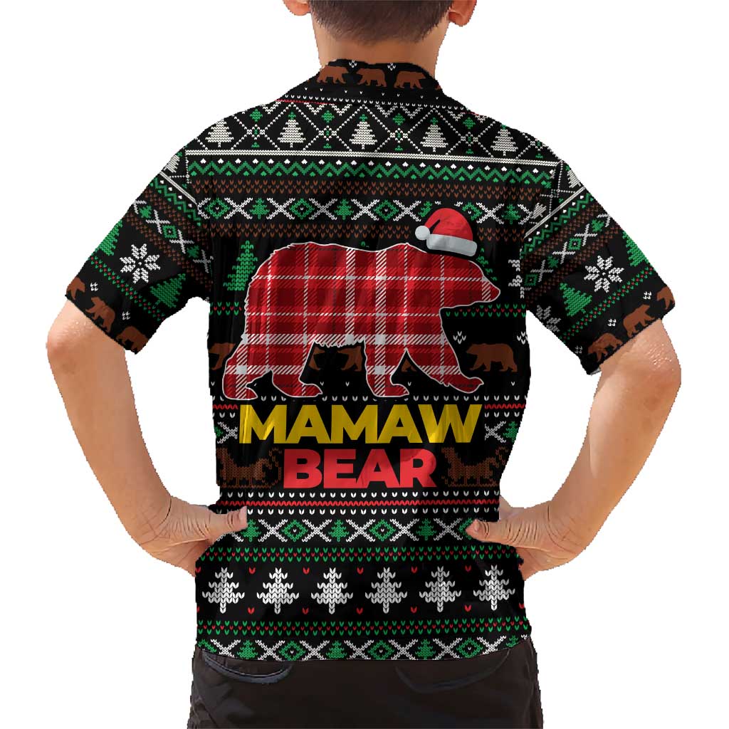 Mamaw Bear Christmas Family Matching Short Sleeve Bodycon Dress and Hawaiian Shirt Xmas Holiday Patterns - Wonder Print Shop