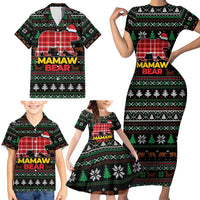Mamaw Bear Christmas Family Matching Short Sleeve Bodycon Dress and Hawaiian Shirt Xmas Holiday Patterns - Wonder Print Shop