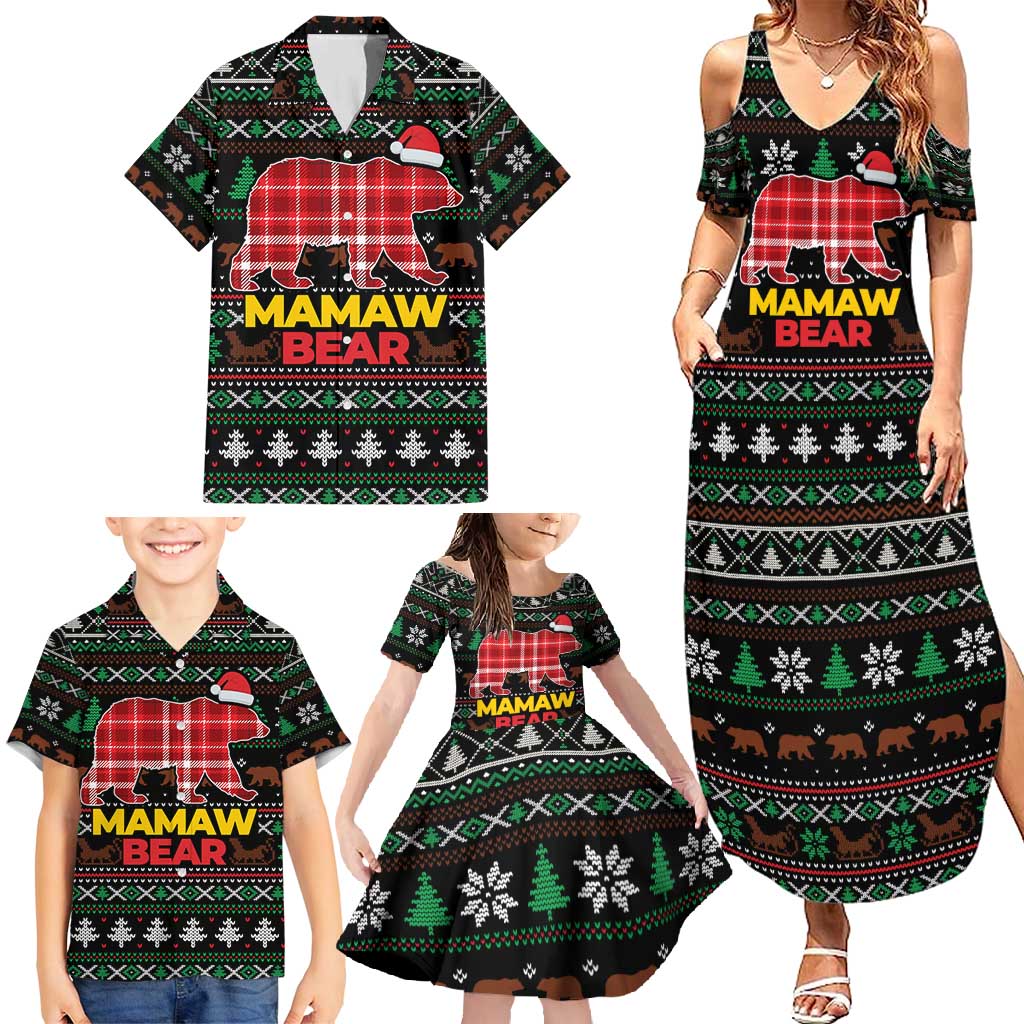 Mamaw Bear Christmas Family Matching Summer Maxi Dress and Hawaiian Shirt Xmas Holiday Patterns - Wonder Print Shop