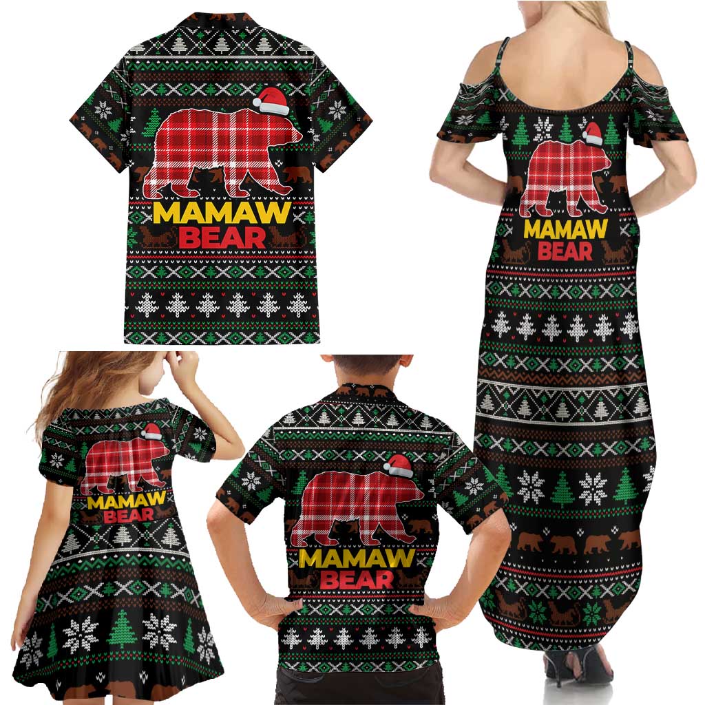 Mamaw Bear Christmas Family Matching Summer Maxi Dress and Hawaiian Shirt Xmas Holiday Patterns - Wonder Print Shop