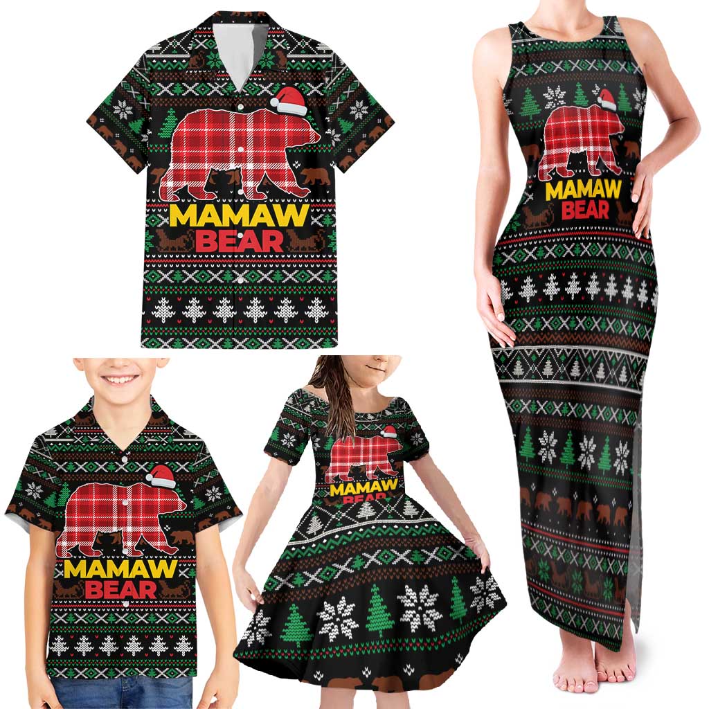 Mamaw Bear Christmas Family Matching Tank Maxi Dress and Hawaiian Shirt Xmas Holiday Patterns - Wonder Print Shop