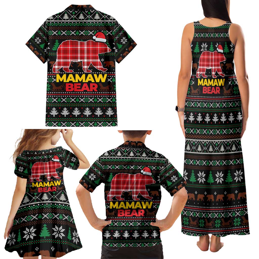 Mamaw Bear Christmas Family Matching Tank Maxi Dress and Hawaiian Shirt Xmas Holiday Patterns - Wonder Print Shop