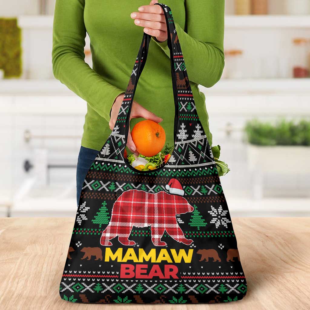 Mamaw Bear Christmas Grocery Bag Xmas Holiday Patterns - Wonder Print Shop