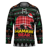 Mamaw Bear Christmas Hockey Jersey Xmas Holiday Patterns - Wonder Print Shop
