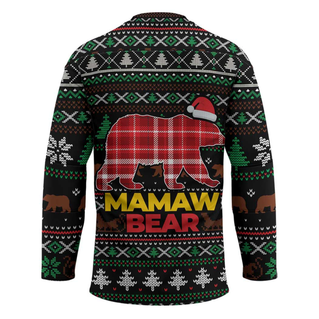 Mamaw Bear Christmas Hockey Jersey Xmas Holiday Patterns - Wonder Print Shop