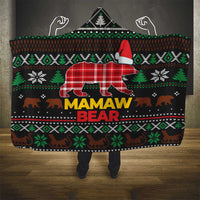Mamaw Bear Christmas Hooded Blanket Xmas Holiday Patterns - Wonder Print Shop