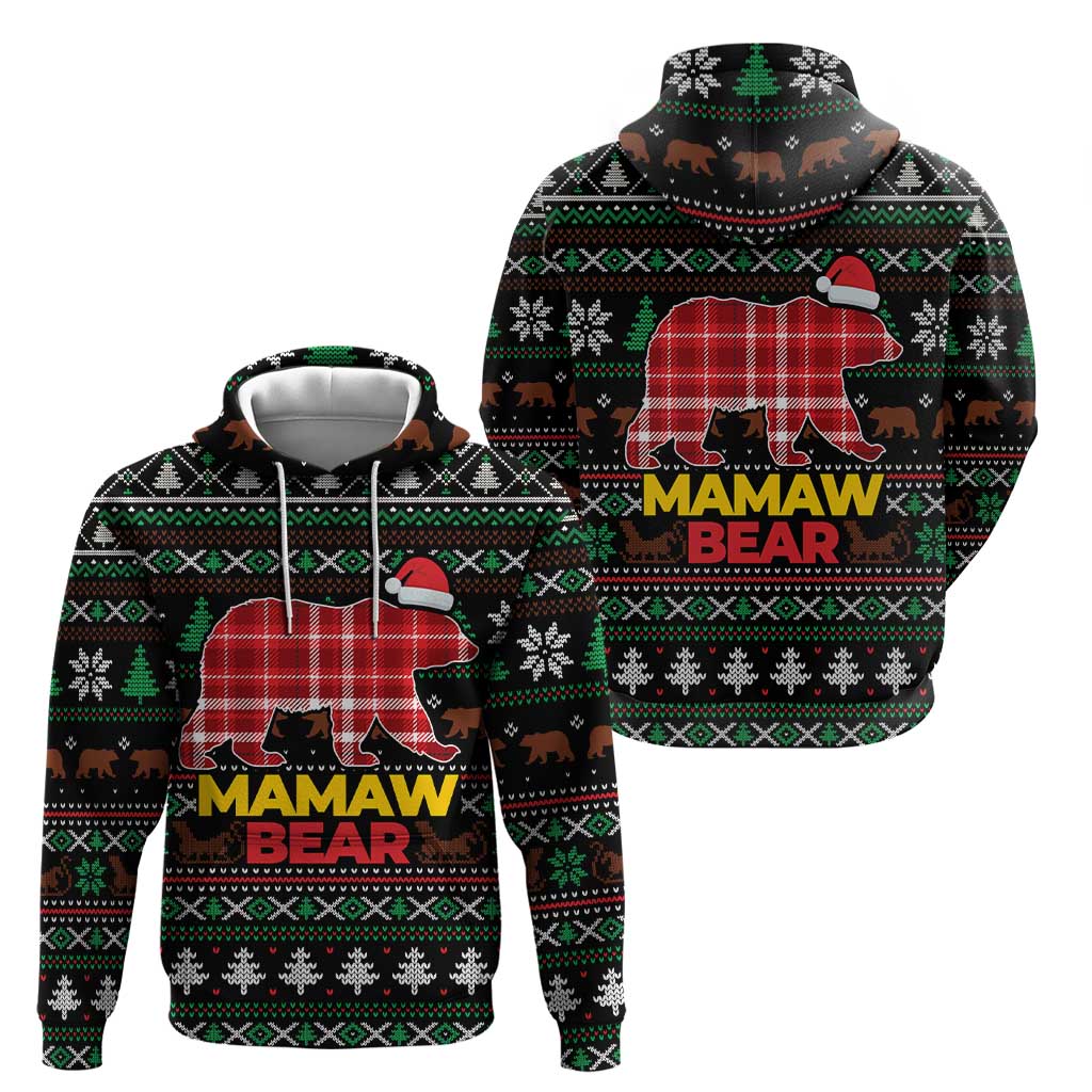 Mamaw Bear Christmas Hoodie Xmas Holiday Patterns - Wonder Print Shop