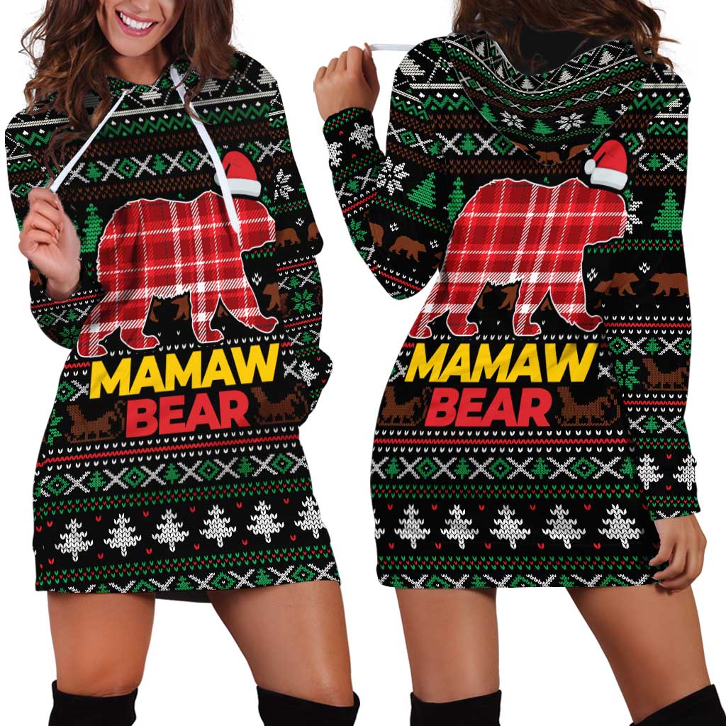 Mamaw Bear Christmas Hoodie Dress Xmas Holiday Patterns - Wonder Print Shop