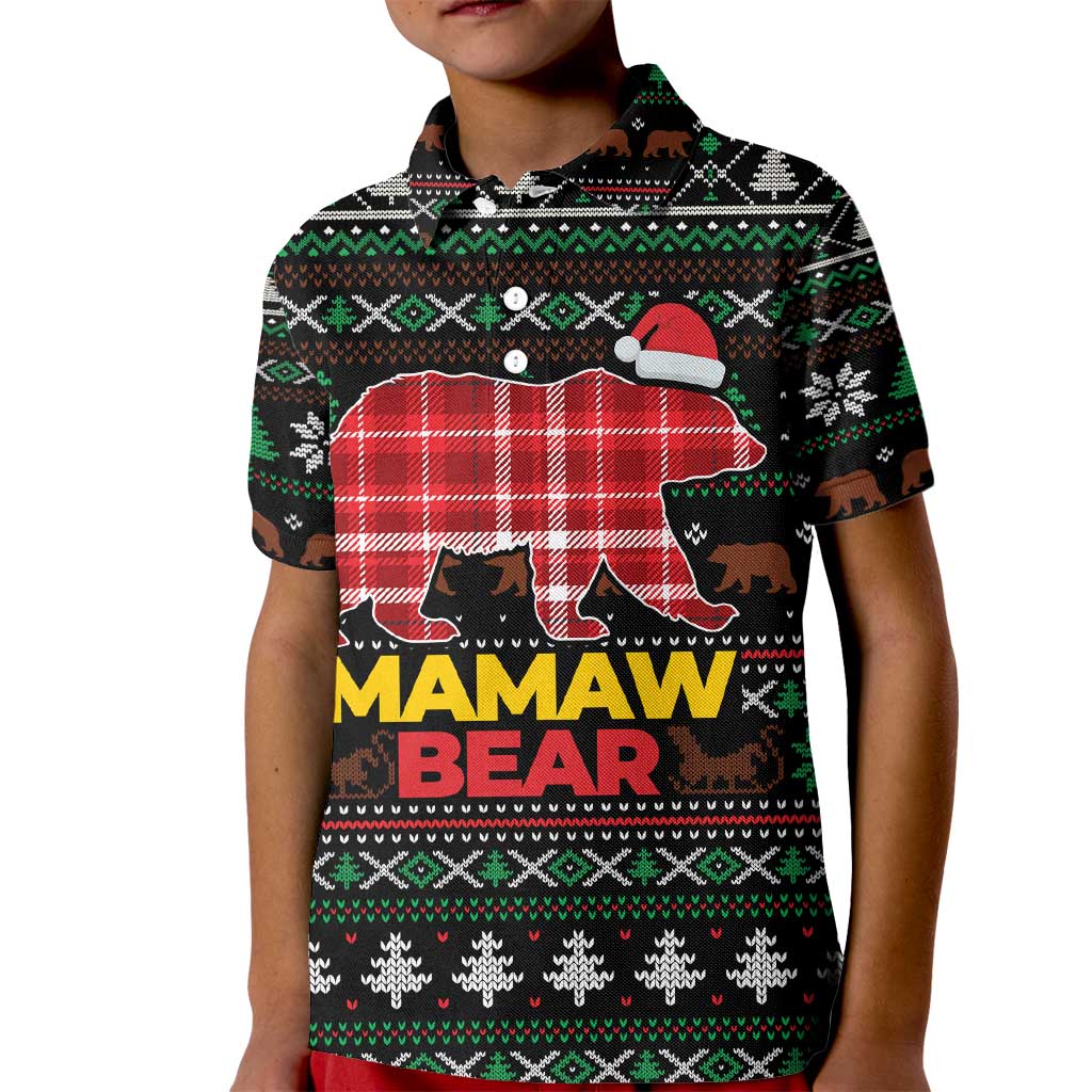 Mamaw Bear Christmas Kid Polo Shirt Xmas Holiday Patterns - Wonder Print Shop