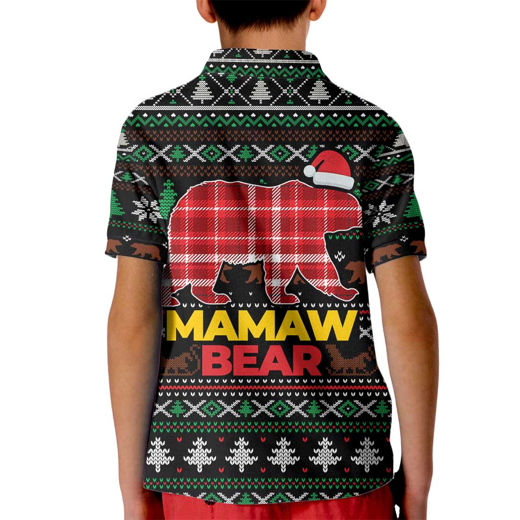 Mamaw Bear Christmas Kid Polo Shirt Xmas Holiday Patterns - Wonder Print Shop