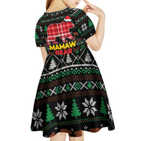 Mamaw Bear Christmas Kid Short Sleeve Dress Xmas Holiday Patterns - Wonder Print Shop