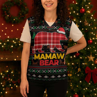 Mamaw Bear Christmas Knitted V-Neck Vest Xmas Holiday Patterns - Wonder Print Shop
