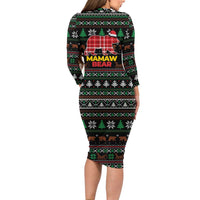 Mamaw Bear Christmas Long Sleeve Bodycon Dress Xmas Holiday Patterns - Wonder Print Shop