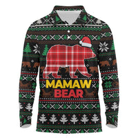 Mamaw Bear Christmas Long Sleeve Polo Shirt Xmas Holiday Patterns - Wonder Print Shop