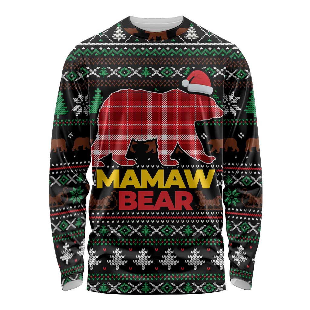 Mamaw Bear Christmas Long Sleeve Shirt Xmas Holiday Patterns - Wonder Print Shop