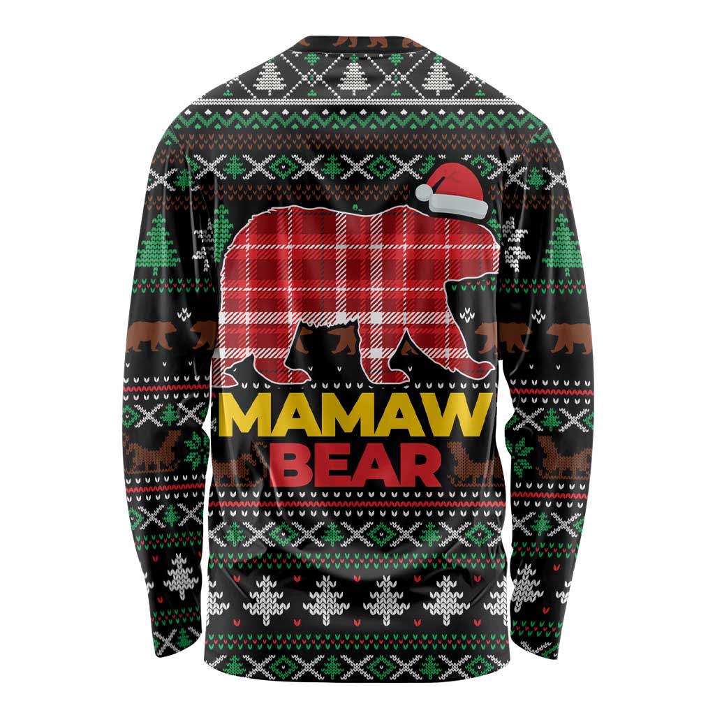 Mamaw Bear Christmas Long Sleeve Shirt Xmas Holiday Patterns - Wonder Print Shop