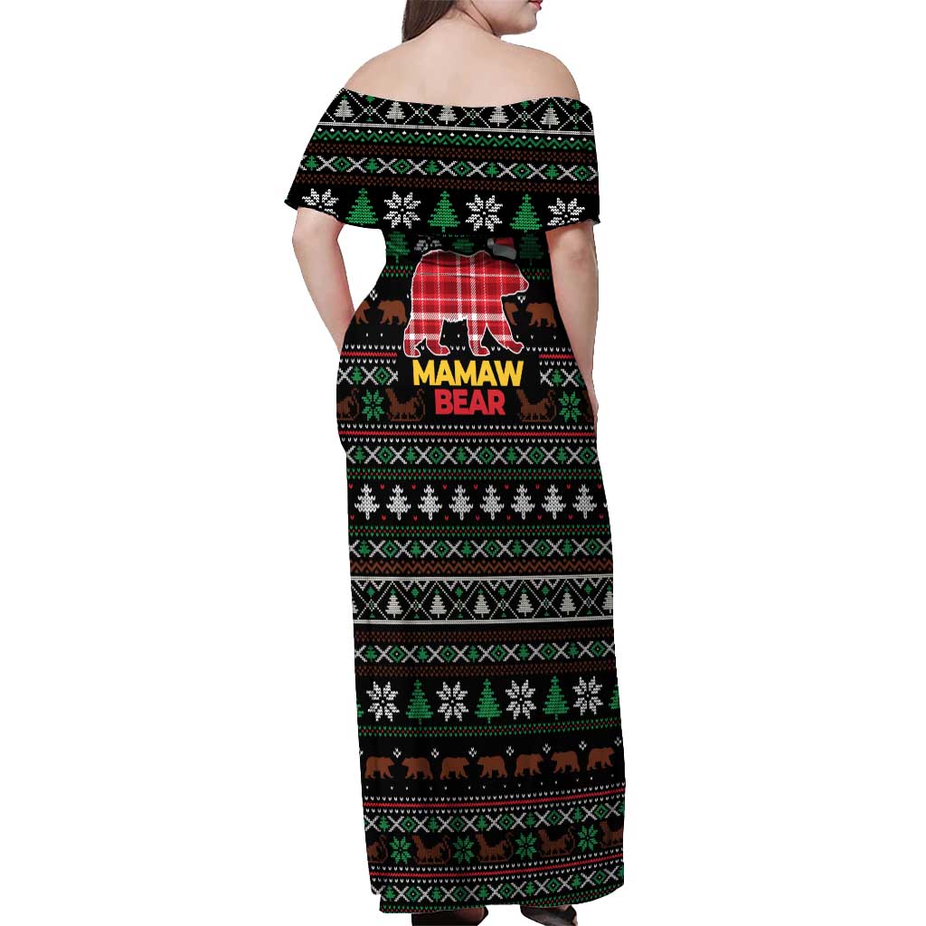Mamaw Bear Christmas Off Shoulder Maxi Dress Xmas Holiday Patterns - Wonder Print Shop