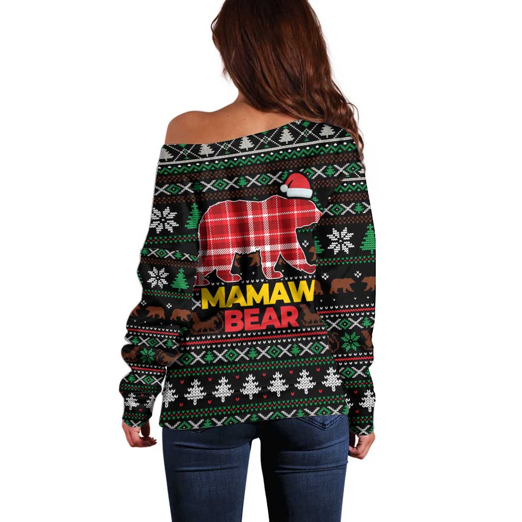Mamaw Bear Christmas Off Shoulder Sweater Xmas Holiday Patterns - Wonder Print Shop