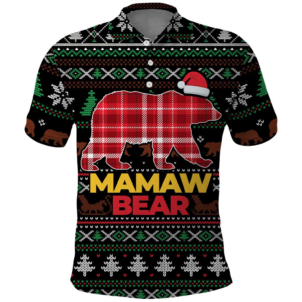 Mamaw Bear Christmas Polo Shirt Xmas Holiday Patterns - Wonder Print Shop