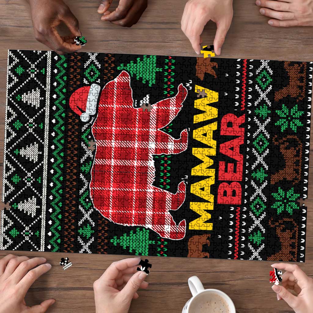 Mamaw Bear Christmas Puzzle Xmas Holiday Patterns - Wonder Print Shop