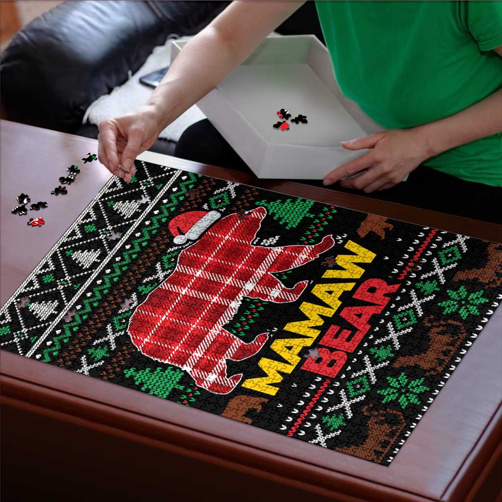Mamaw Bear Christmas Puzzle Xmas Holiday Patterns - Wonder Print Shop