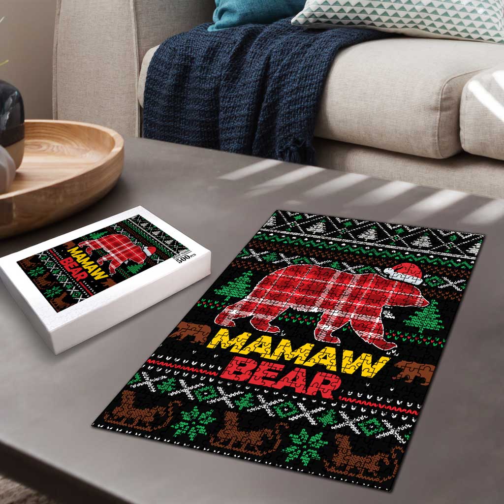 Mamaw Bear Christmas Puzzle Xmas Holiday Patterns - Wonder Print Shop
