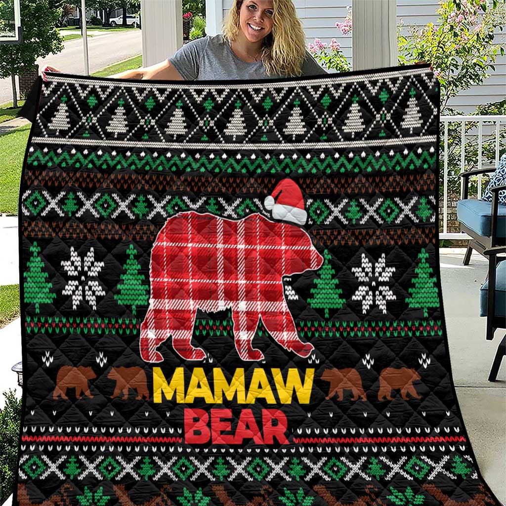 Mamaw Bear Christmas Quilt Xmas Holiday Patterns - Wonder Print Shop