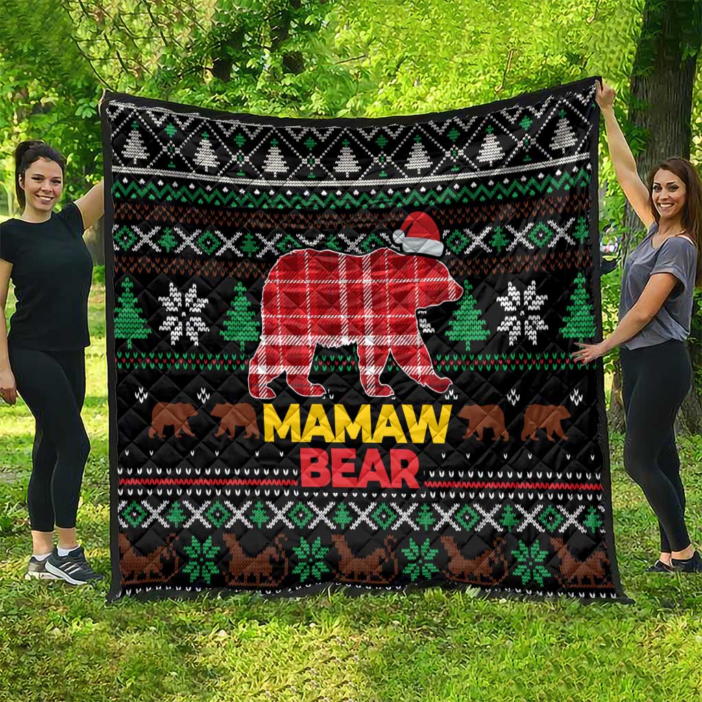 Mamaw Bear Christmas Quilt Xmas Holiday Patterns - Wonder Print Shop