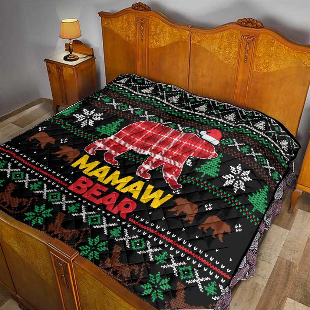 Mamaw Bear Christmas Quilt Xmas Holiday Patterns - Wonder Print Shop