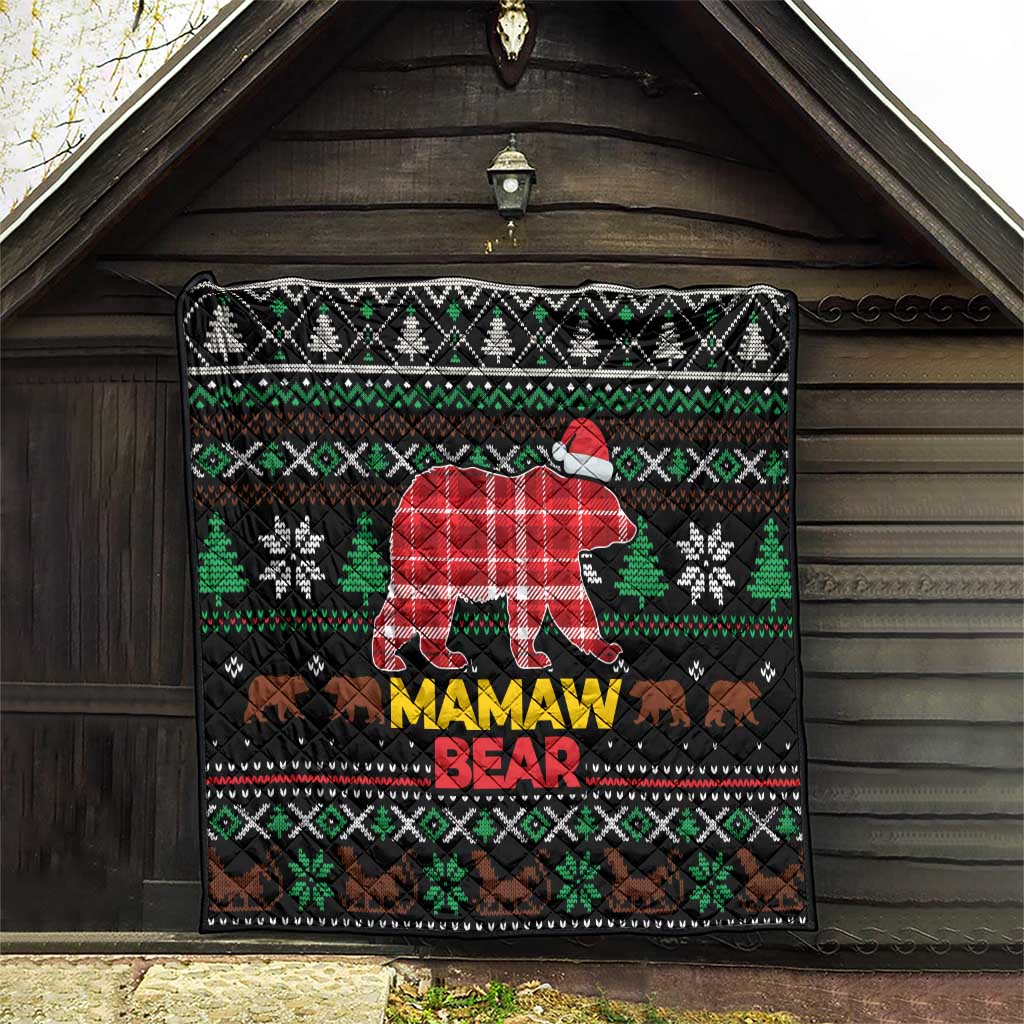 Mamaw Bear Christmas Quilt Xmas Holiday Patterns - Wonder Print Shop
