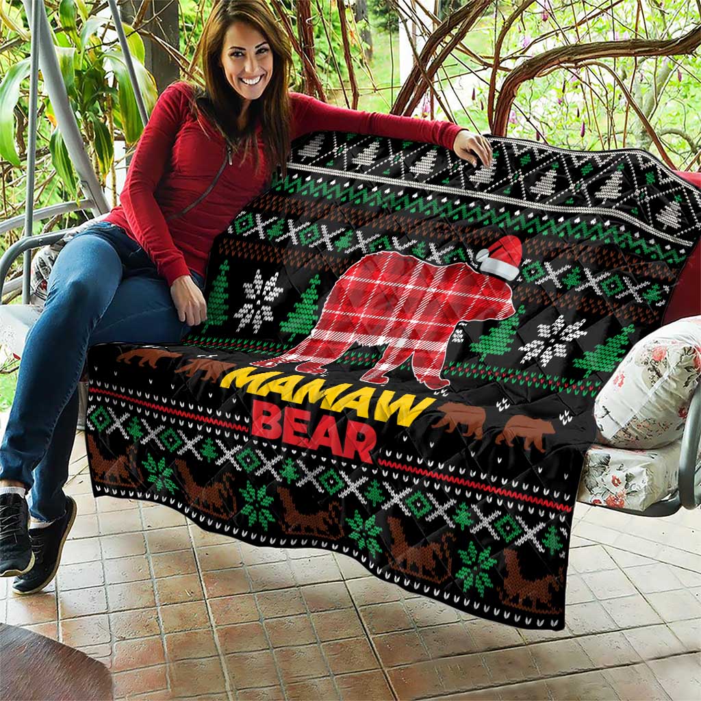 Mamaw Bear Christmas Quilt Xmas Holiday Patterns - Wonder Print Shop
