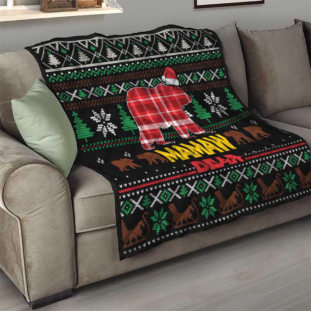 Mamaw Bear Christmas Quilt Xmas Holiday Patterns - Wonder Print Shop