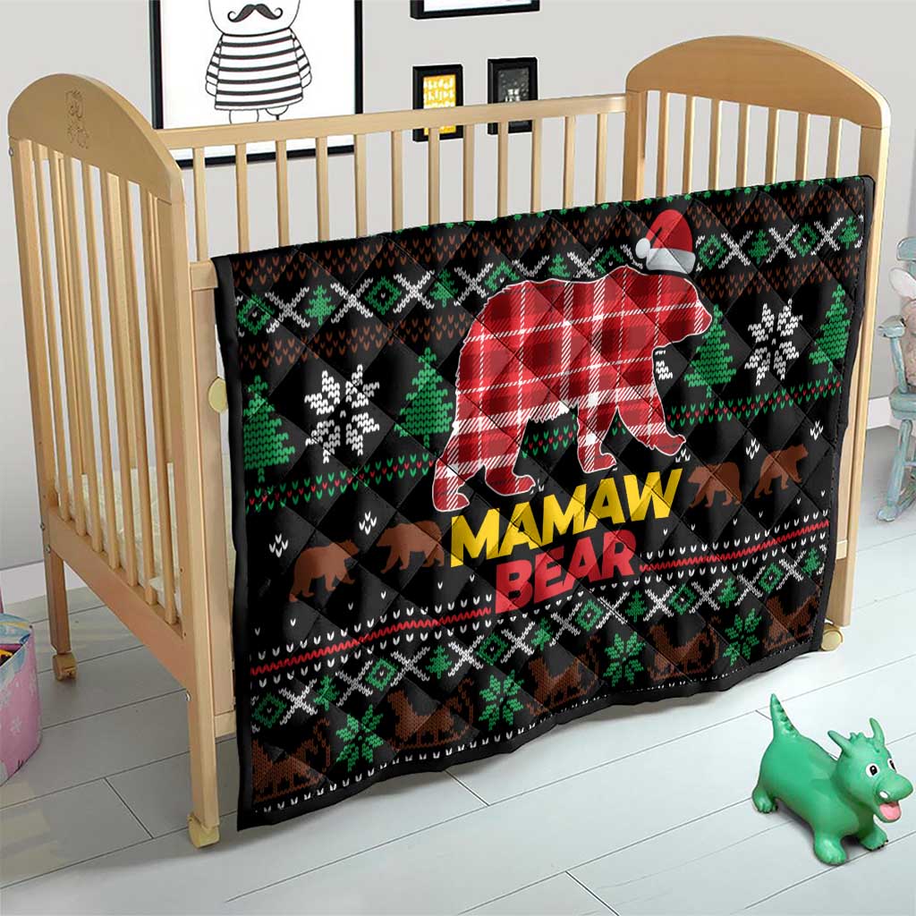 Mamaw Bear Christmas Quilt Xmas Holiday Patterns - Wonder Print Shop