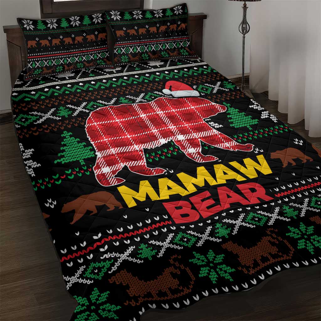 Mamaw Bear Christmas Quilt Bed Set Xmas Holiday Patterns - Wonder Print Shop