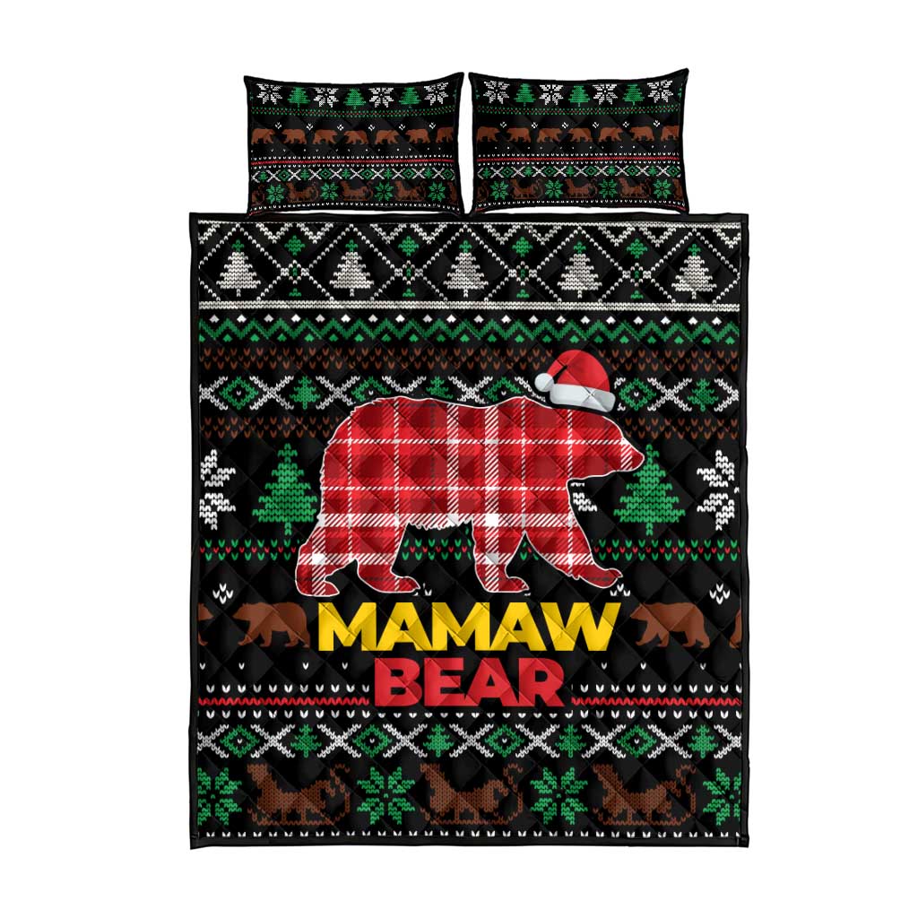 Mamaw Bear Christmas Quilt Bed Set Xmas Holiday Patterns - Wonder Print Shop