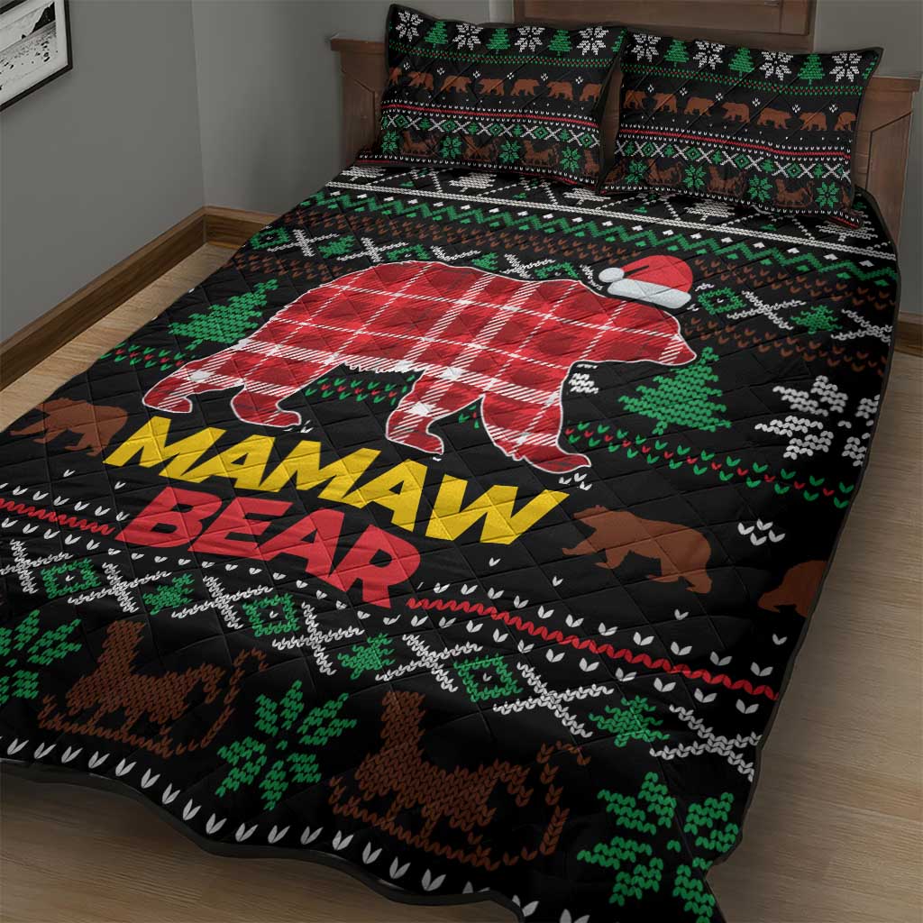 Mamaw Bear Christmas Quilt Bed Set Xmas Holiday Patterns - Wonder Print Shop